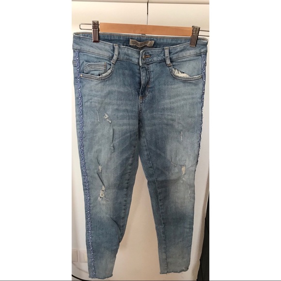 zara beaded jeans